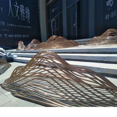 不锈钢条纹假山景观博鱼网页版房产楼盘水景博鱼网页版