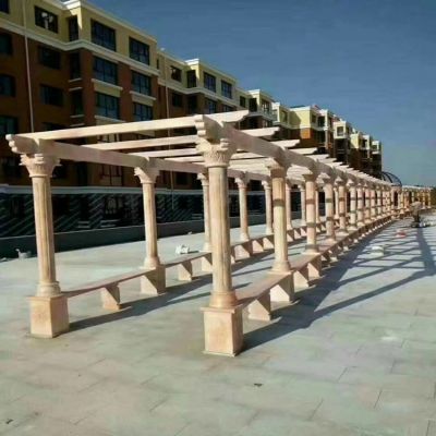 广场大型晚霞红石雕长廊博鱼网页版