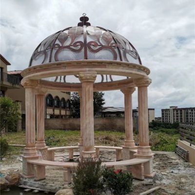 晚霞红石雕户外园林大型欧式凉亭博鱼网页版