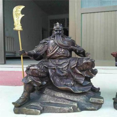 大型宗教寺庙拿刀的铜雕关公关羽博鱼网页版