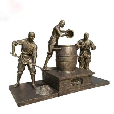 玻璃钢仿铜人物景观 民俗小品情景