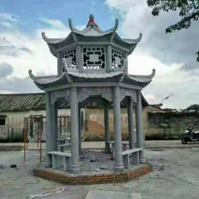 青石雕刻古建筑园林农村广场摆放二层凉亭博鱼网页版