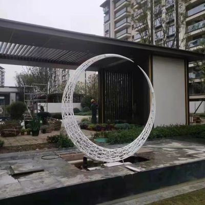 镂空月牙形状 大型摆件 广场不锈钢博鱼网页版定制 