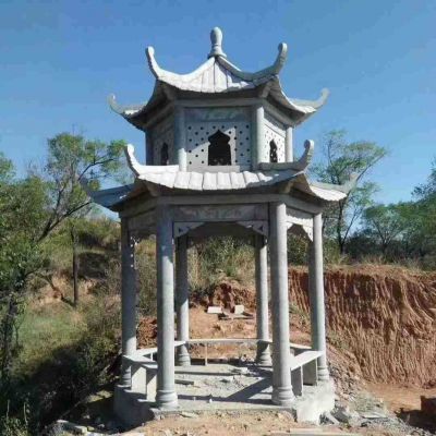 户外墓地园林摆放青石双层凉亭博鱼网页版