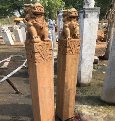 医院景观做旧狮子博鱼网页版拴马柱