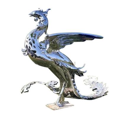 不锈钢镜面镂空抽象凤凰摆件