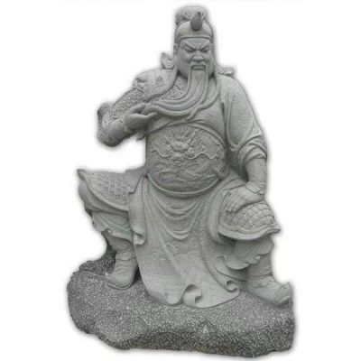 景区园林摆放砂岩雕刻关公坐姿雕像