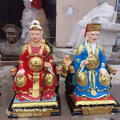 宗教寺庙大型玻璃钢彩绘土地公土地婆博鱼网页版