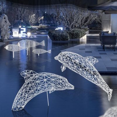 不锈钢镂空海洋动物 户外酒店门口 铁艺镜面镂空鱼群博鱼网页版