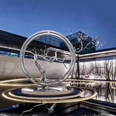 不锈钢创意户外水景圆环树枝博鱼网页版