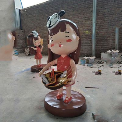 店铺摆放玻璃钢卡通女孩公仔引流吉祥物