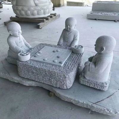 庭院草坪奇趣景观摆件花岗岩小沙弥人物雕像