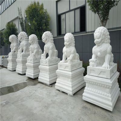 石雕狮子小品公园汉白玉景观博鱼网页版