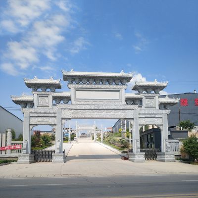 企业厂区门口景观石雕牌坊装饰摆件