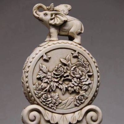 庭院门口摆放招财大理石浮雕小象做旧抱鼓石博鱼网页版