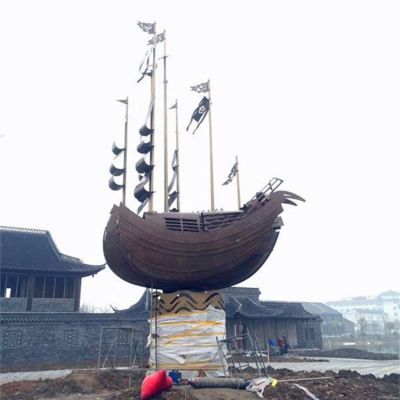 旅游小镇摆放玻璃钢仿古船景观博鱼网页版