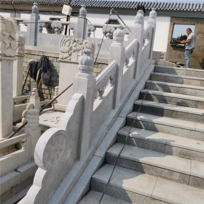 石雕汉白玉升旗台围栏花岗岩石材墓地扶手

