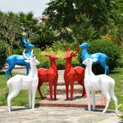 玻璃钢块面梅花鹿抽象鹿博鱼网页版