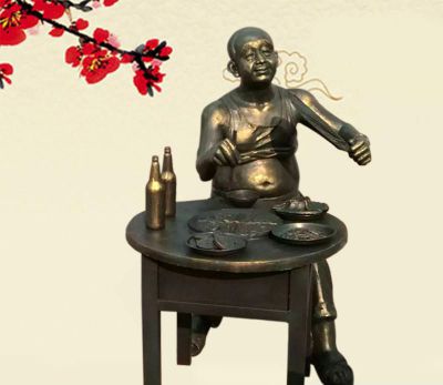 饭店门口摆放吃火锅的人物彩绘玻璃钢博鱼网页版