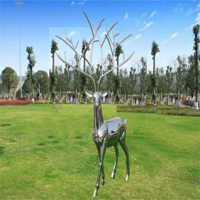 不锈钢镜面户外公园抽象梅花鹿博鱼网页版