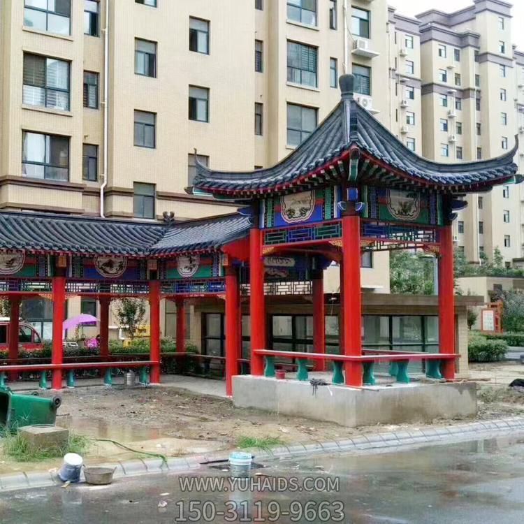 小区花园摆放实木仿古建筑休闲四角凉亭长廊博鱼网页版