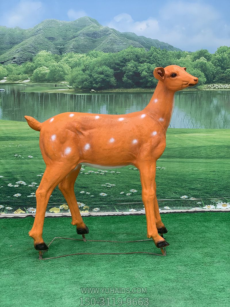 景区玻璃钢户外一只站立的梅花鹿博鱼网页版