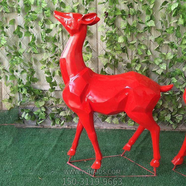 户外公园玻璃钢卡通红色梅花鹿博鱼网页版