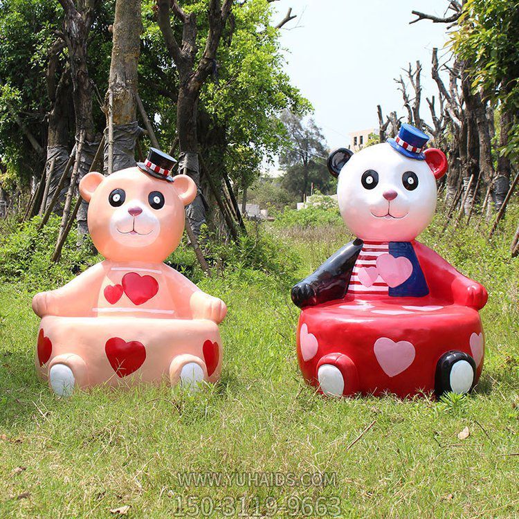 卡通彩绘熊猫玻璃钢座椅凳子博鱼网页版