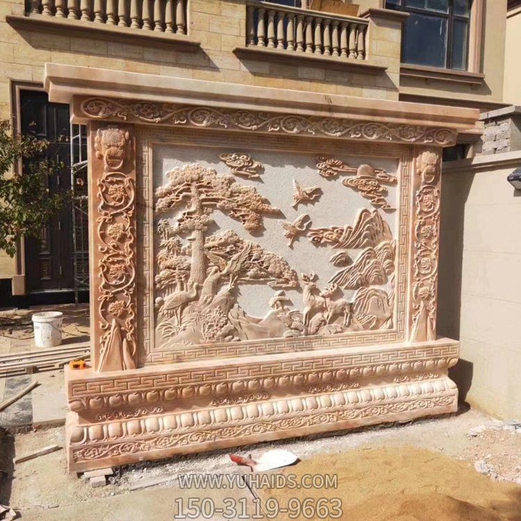 照壁庭院装饰 中式庭院浮雕壁画影壁墙摆件 石雕影壁屏风 博鱼网页版