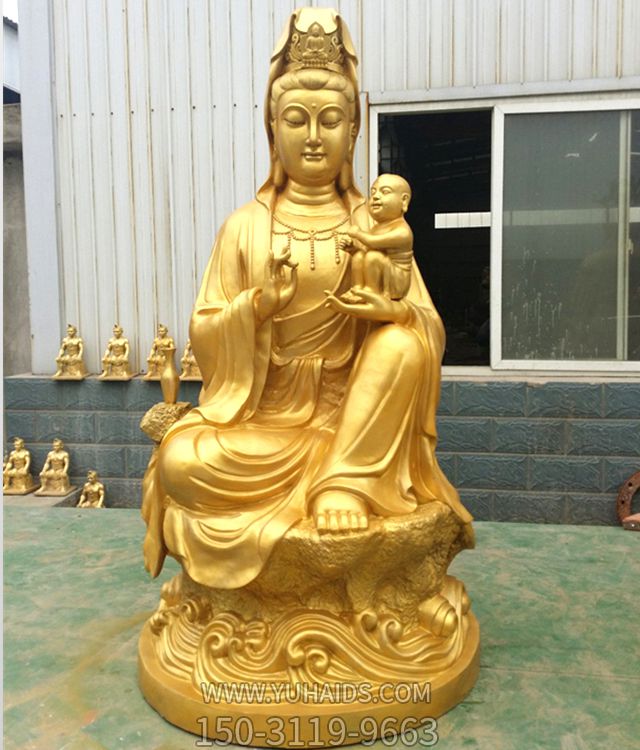 景点寺庙不锈钢漆金送子观音博鱼网页版