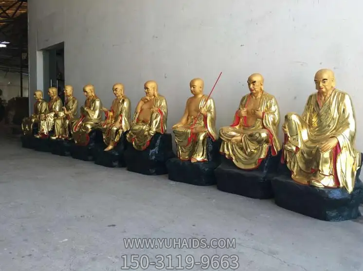 十八罗汉塑像，玻璃钢漆金佛像系列博鱼网页版