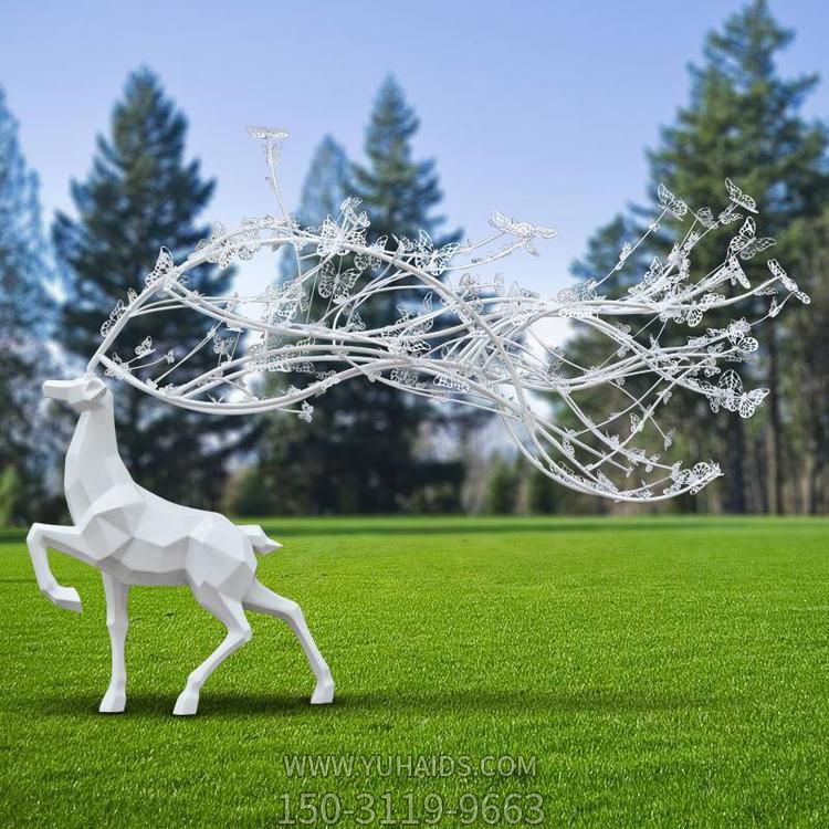 大型抽象几何不锈钢块面梅花鹿博鱼网页版