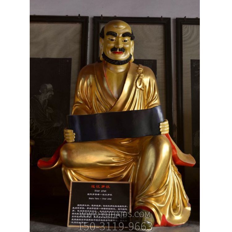 景点寺庙摆放玻璃钢鎏金喷漆罗汉佛像博鱼网页版
