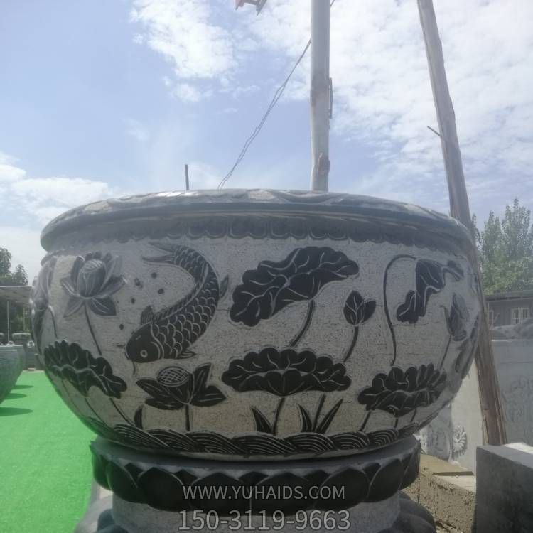 大型青石浮雕创意石缸博鱼网页版摆件