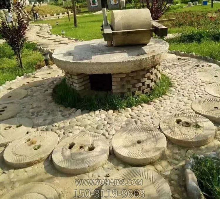 农场摆放老石磨盘石碾装饰摆件博鱼网页版