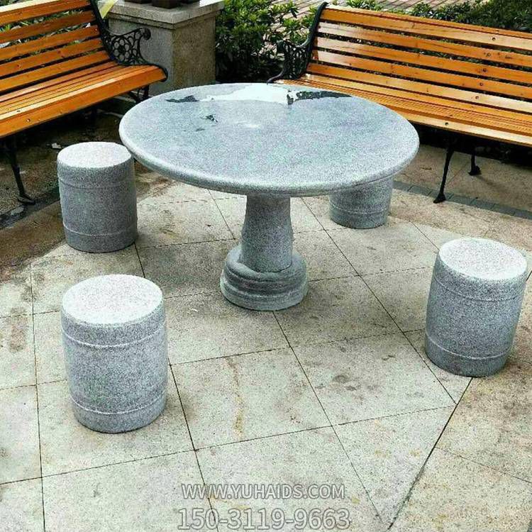 园林灰色石桌石凳小区公园象棋圆石桌石椅博鱼网页版