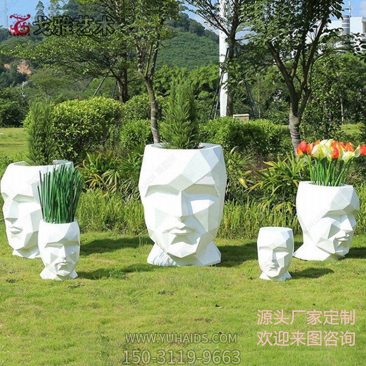 玻璃钢抽象人头花盆花钵博鱼网页版