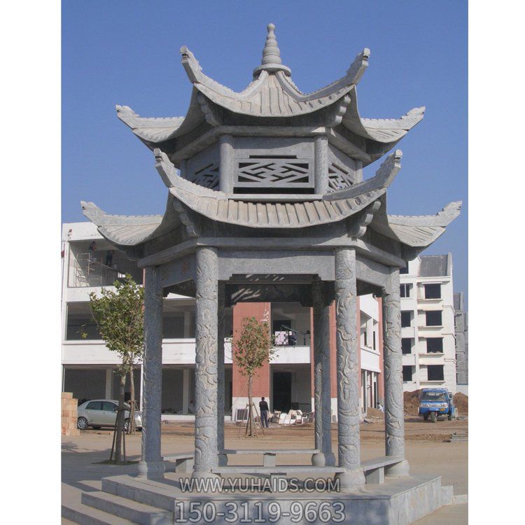 小区广场大理石浮雕二层休闲复古凉亭博鱼网页版