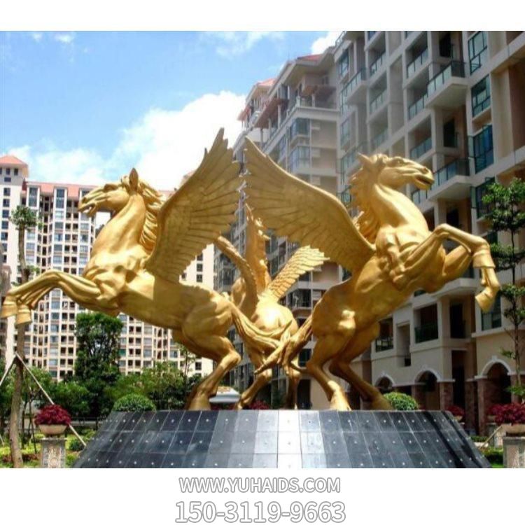 玻璃钢仿铜喷漆 西方欧式飞马博鱼网页版景区酒店户外摆件