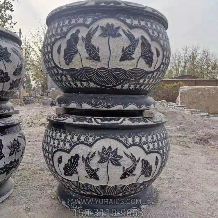 仿古青石雕花庭院户外花盆养鱼水缸博鱼网页版