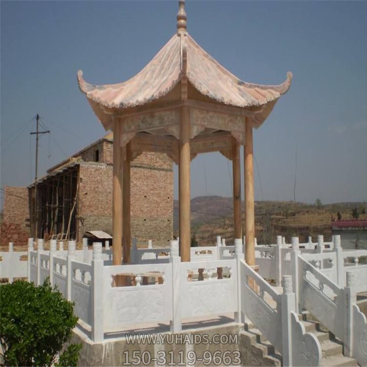 大理石晚霞红石雕家用院子古建六角凉亭博鱼网页版