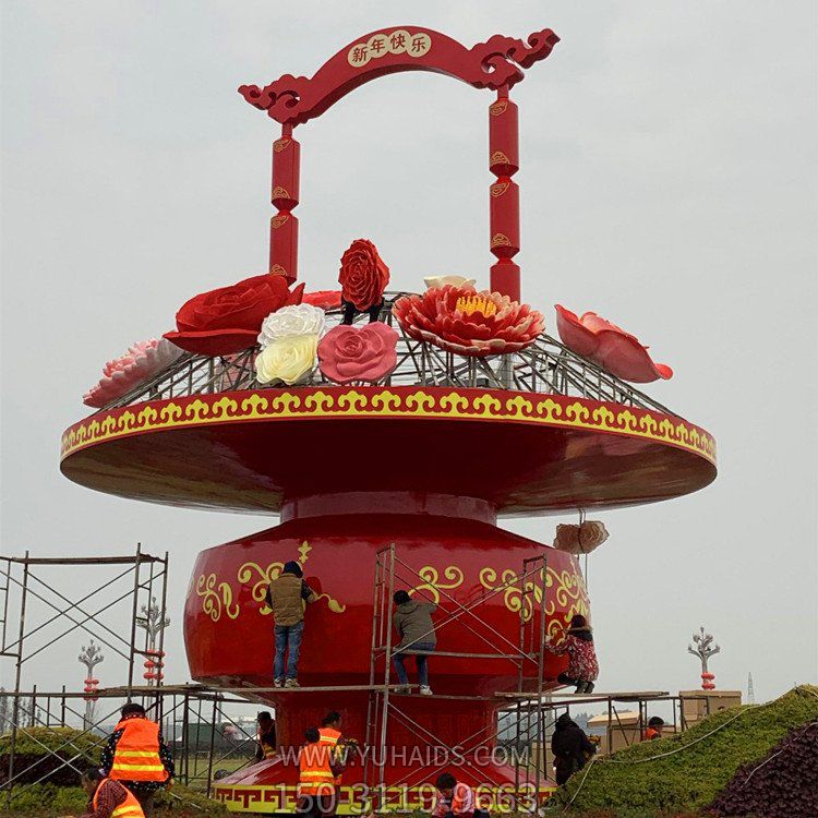 玻璃钢彩绘户外天安门国庆大型大花篮博鱼网页版