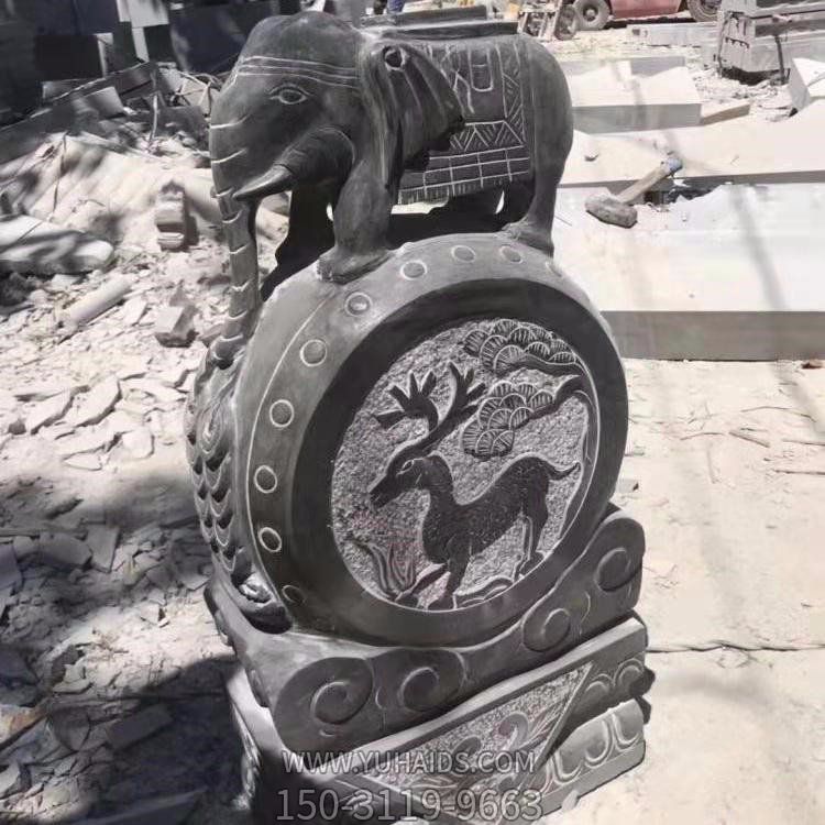 大理石雕刻小象抱鼓石庭院门墩博鱼网页版