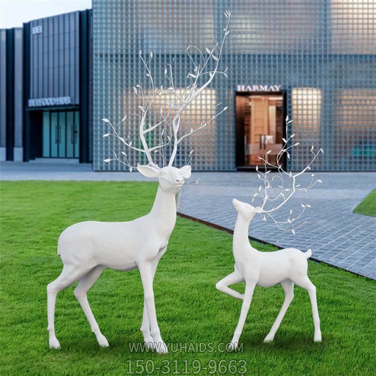 玻璃钢户外园林草坪美陈摆件梅花鹿博鱼网页版