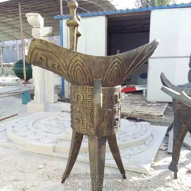玻璃钢仿铜古代喝酒器皿爵杯景点装饰博鱼网页版