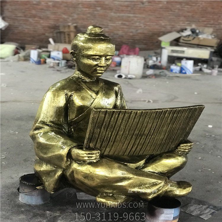 玻璃钢仿铜户外公园看书的人物博鱼网页版