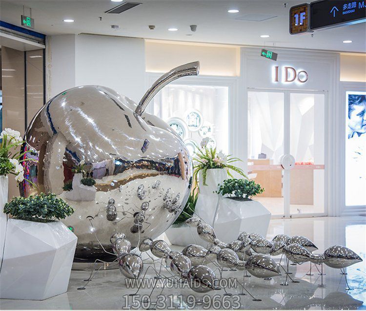 商场售楼部装饰不锈钢镜面蚂蚁苹果小品博鱼网页版