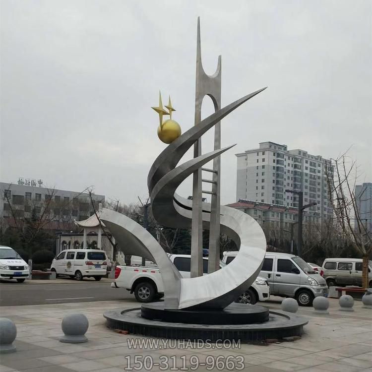 广场大型不锈钢几何抽象景观摆件博鱼网页版