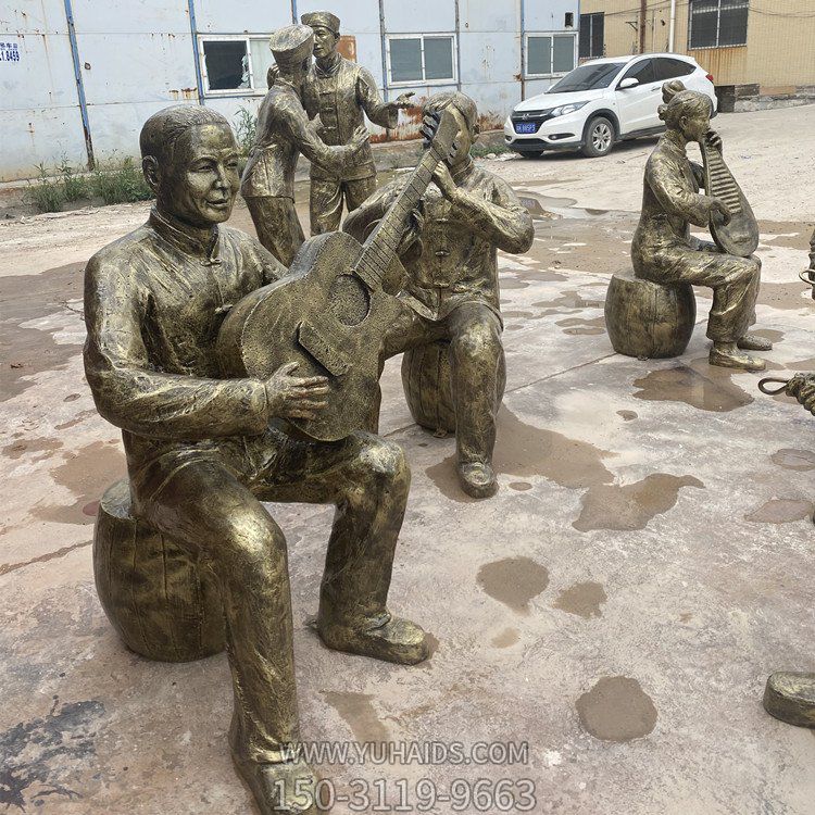 弹奏乐器的玻璃钢仿铜园林景观人物景观博鱼网页版