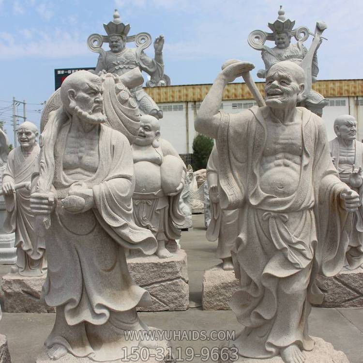 户外公园大理石石雕十八罗汉博鱼网页版摆件